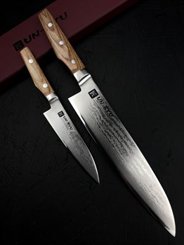 Un-Ryu Набор из 2 кухонных ножей: Гюйто + Петти V-Gold Super Stainless Steel, High Carbon - фото 18672