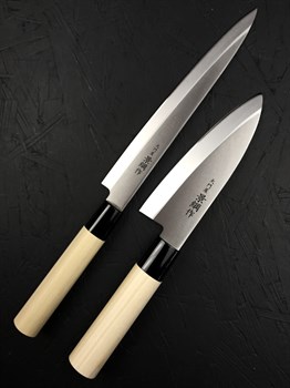 Daimon-Ya Набор из 2-x кухонных ножей: Янагиба + Деба Molybdenum Vanadium (под левую руку) - фото 19408