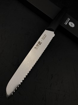 SHIZU HAMONO Нож кухонный Хлебный 217/360 мм VG10, SUS410 Damascus - фото 20673