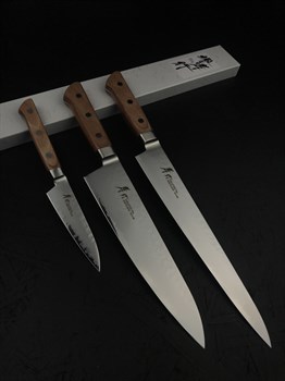 Sakai Takayuki Набор из 3-x кухонных ножей: Суджихики + Гюйто + Петти VG-5, Stainless Steel Core - фото 21299
