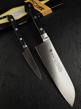 Sakai Takayuki Набор из 2-х кухонных ножей: Сантоку + Петти High Carbon, Stainless Steel - фото 21938