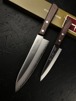 Kanetsugu Special Offer Набор из 2-х кухонных ножей:  Гюйто (шеф) + Петти (Универсальный)  AUS-8, SUS410 - фото 24836