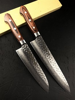 Sakai Takayuki Набор из 2-х кухонных ножей: Гюйто (шеф) + Сантоку VG-10 - фото 24875