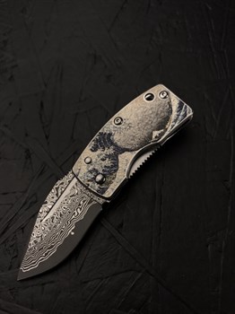 G-SAKAI Нож - зажим для купюр "Цунами" 40/95 мм VG-10, Damaskus - фото 27513