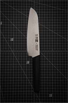 SHIZU HAMONO Нож кухонный Сантоку 184/320 мм VG10, SUS410 Damascus SC-1101 - фото 32322