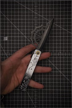Higonokami Нож складной (Aranea Spider Black Plating) 95/215 мм Aogami San-Mai 26-BS