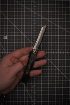 Higonokami Нож складной особенной ручной ковки 75/175 мм Aogami Damascus 16-BK