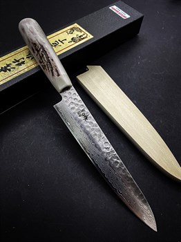 Sakai Takayuki Нож кухонный Петти (Универсальный) 150/260 мм Damascus Hammered, Stainless Steel (45 слоёв) / AUS-10 Alloy Core 07281 - фото 5280