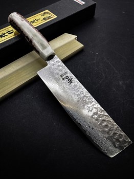 Sakai Takayuki Нож кухонный Накири 160/286 мм Damascus Hammered, Stainless Steel (45 слоёв) / AUS-10 Alloy Core 07283 - фото 5498