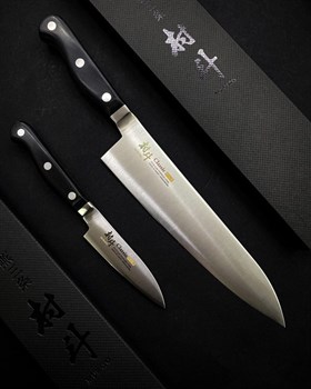 Murato Classic Набор из 2-х кухонных ножей: Гюйто  (шеф) + Овощной VG-10, Stainless Steel MCL-104/MCL-112 - фото 7492