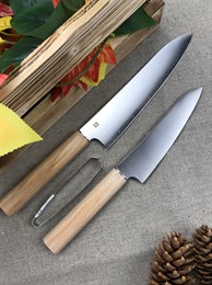 SHIZU HAMONO Подарочный набор из 2-х кухонных ножей: Сантоку+Петти+Пинцет для костей