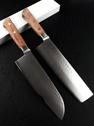 Sakai Takayuki Набор из 2-x кухонных ножей: Накири + Сантоку VG-5, Stainless Steel Core