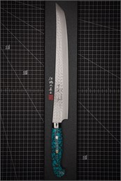 YU KUROSAKI Нож Кухонный Сакимара 270/410 мм R2(SG2) (Порошковая сталь) Hammered SENKO-EI Custom TCA Selection YU KUROSAKI TURQUOISE SAKIMARA 270